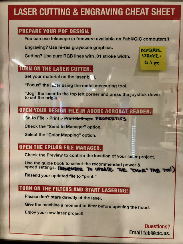 Laser Cutting Cheat Sheet